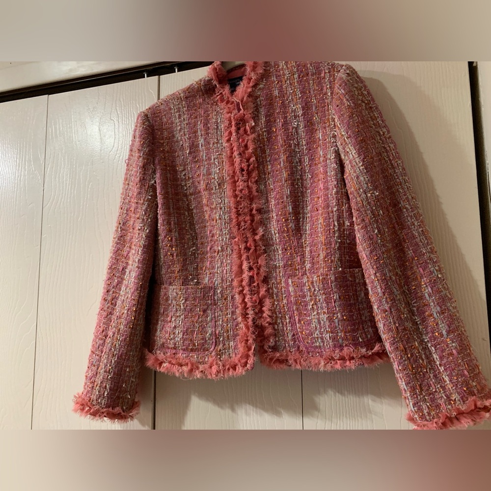 Chic Pink Tweed Women's Blazer